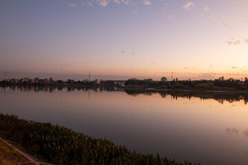 sunset over the river