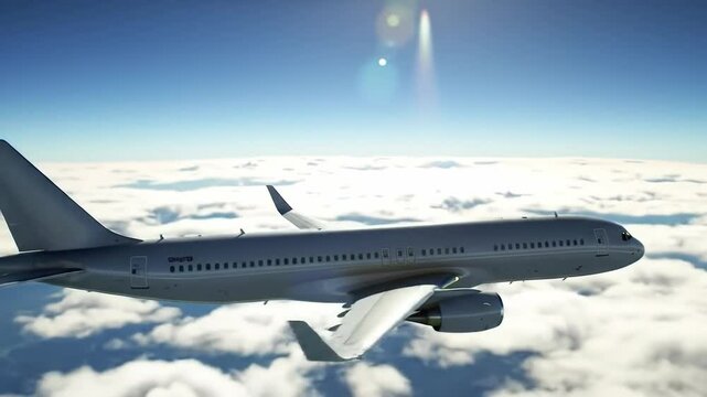  Plane Flying Through Clouds at High Altitude
