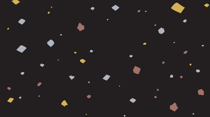 Scattered geometric forms float abstractly dark backdrop design