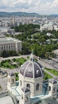 Art Museum in Maria Theresien Platz of Viena, Austria. Aerial vertical