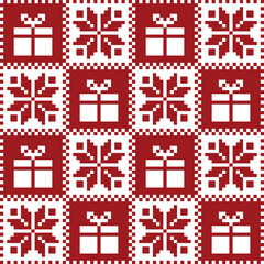 seamless pattern with gift boxes Christmas pattern illustration, vector, Christmas wallpaper, cross stitch pattern, high resolution, textile decoration, clothing, embroidery, Christmas festival
