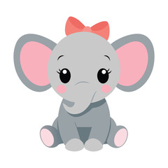 cute baby elephant illustration Vector icon isolated on white background
