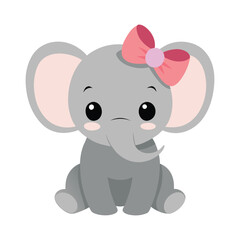 cute baby elephant illustration Vector icon isolated on white background