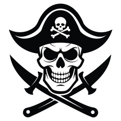 pirate skull and crossbones Vector icon isolated on white background