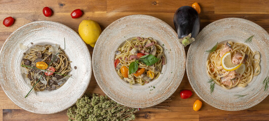 Assortiment de plats de spaghetti tradition Italienne