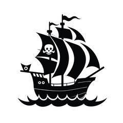 pirate ship silhouette Vector icon isolated on white background