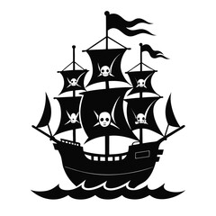pirate ship silhouette Vector icon isolated on white background