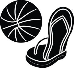 Mini Basketball Beside Giant Flip Flop