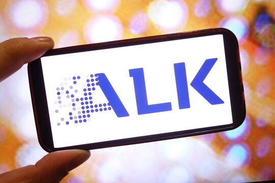 Konskie, Poland - March 29, 2025: ALK-Abello company logo displayed on mobile phone