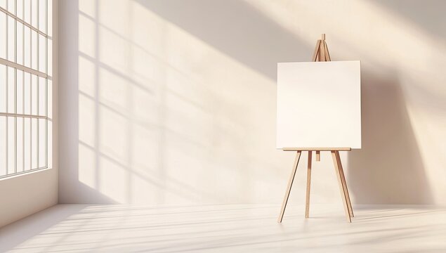 Empty easel in sunlit room