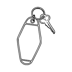 vintage motel key with blank tag outline vector