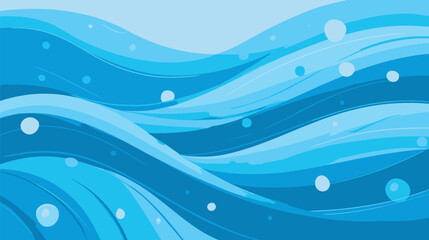 Stylized water ripples move across blue graphic background with bubbles