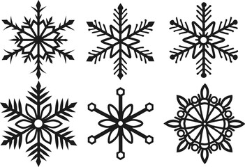 Obraz premium Snowflake Clipart Set for Winter Designs. Hand Drawn Snowflake Clipart Collection. Elegant Snowflake Clipart Pack for Holidays. Decorative Snowflake Clipart for Designers. Winter Snowflake Clipart 