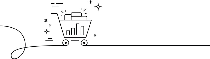 Shopping Cart with Graph and Briefcase Symbolizing E-commerce, Business Growth, and Online Shopping Trend, Vector Illustration