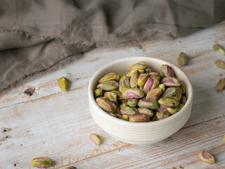 Pistachio nut cashew. Healthy snack high in dietary fiber.