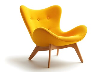 Yellow classic chair or armchair. Interior design concept. Isolated object on white background