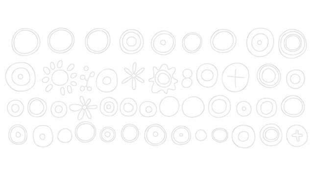 Set of Circular Geometric Shapes and Doodles