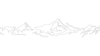 Abstract Flowing Mountain Range with Trees Line Illustration