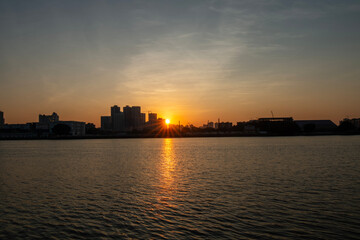 guangzhou city skylin at sunset