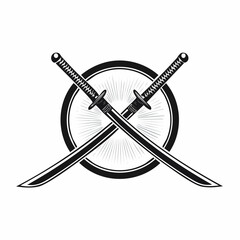 Katana Samurai Sword Logo Design Template Vector Illustration on white background.