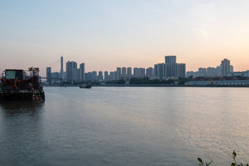 Fototapeta premium guangzhou city skylin at sunset
