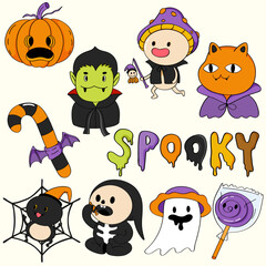 illustration character of Halloween doodle Collection