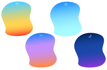 空色背景イメージ　セット　朝・昼・夕方・夜