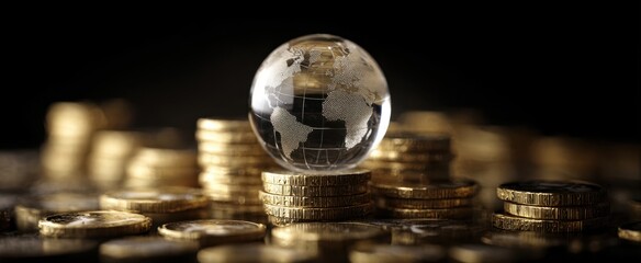 The Globe Surrounded by Stacks of Coins Symbolizing Global Wealth and Finance