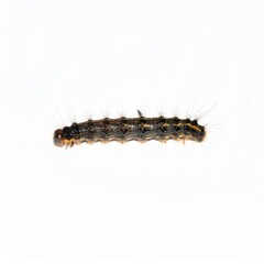 Fototapeta premium Caterpillar close view over white background, no shadow