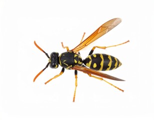 Wasp close view over white background, no shadow