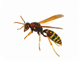 Naklejka premium Wasp close view over white background, no shadow