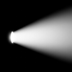 side view of torch light beam glowing through darkness