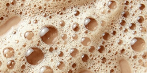 A Deliciously Frothy Beverage with Creamy Foam and Bubbles Against a Brown Abstract Background
