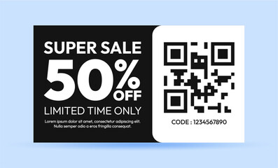 Super Sale 50 Off Coupon with QR Code