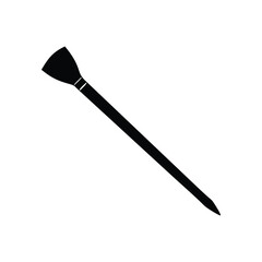 A black and white icon of a makeup brush.