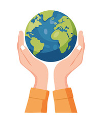 Caring Hands Holding Vibrant Planet Earth