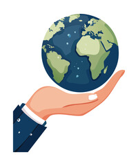 Hand Supporting Earth Reaching for Connection