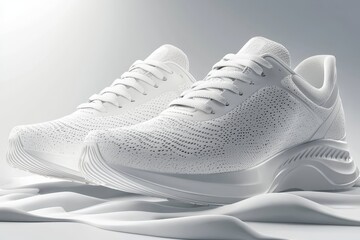 Sleek white sneakers featured in a dynamic setting.