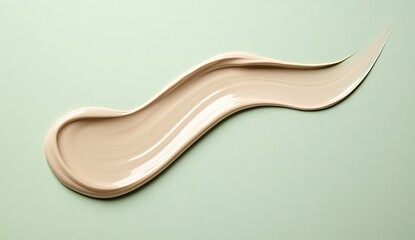 Light beige cream substance, swirled in a smooth, flowing, elegant design, on a pale sage green background