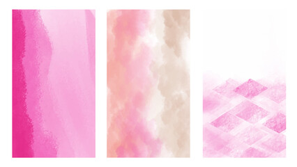 Set of pink watercolor background with copyspace for your design. vector.