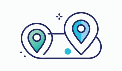 Obraz premium Connected location pins route navigation map