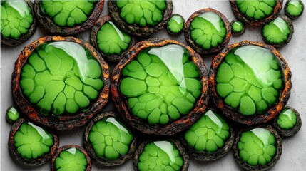 Close-up of Vibrant Green Spheres with Detailed Texture