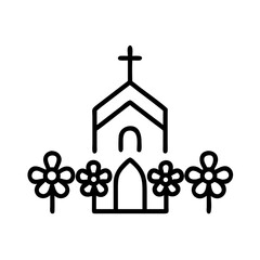 Church with flowers icon