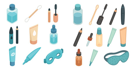 Cosmetic and skincare icons set &ndash; isometric, beauty, health symbols
