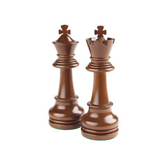 Isolated black and white wooden chess pieces evoke a strategic game of kings and queens, ready for competitive play