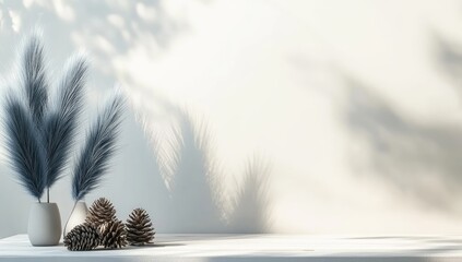 Soft, muted hues, natural textures.  Light casts shadows