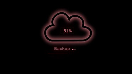 Cloud Backup Animation in 4K, Data Backup Animation with Futuristic UI, Secure Cloud Storage Animation Loop, Digital Backup Process Animation in Motion, Cloud Data Sync Animation on Dark Background - Powered by Adobe