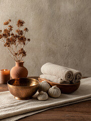 still life with tea and flowers