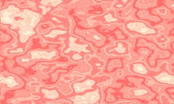 This seamless pattern showcases a soft coral-toned topographic design with flowing contours and gentle gradients. Its pastel aesthetic and abstract map-like texture