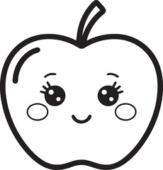 apple, silhouette, fruit, round, stem, leaf, black, outline, icon, solid, shape, fresh, healthy, organic, juicy, symbol, core